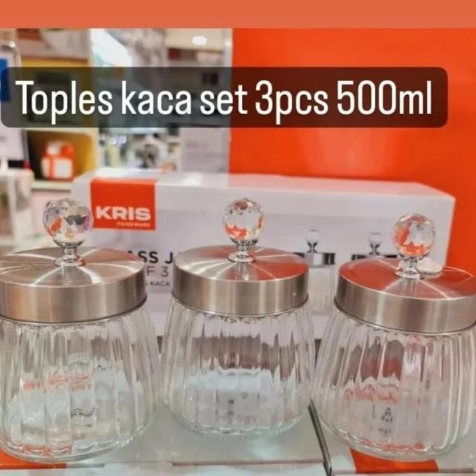 Kris 500 Ml Set 3 Pcs Stoples Kaca/Glass Canister Jar Set 500Ml (3)