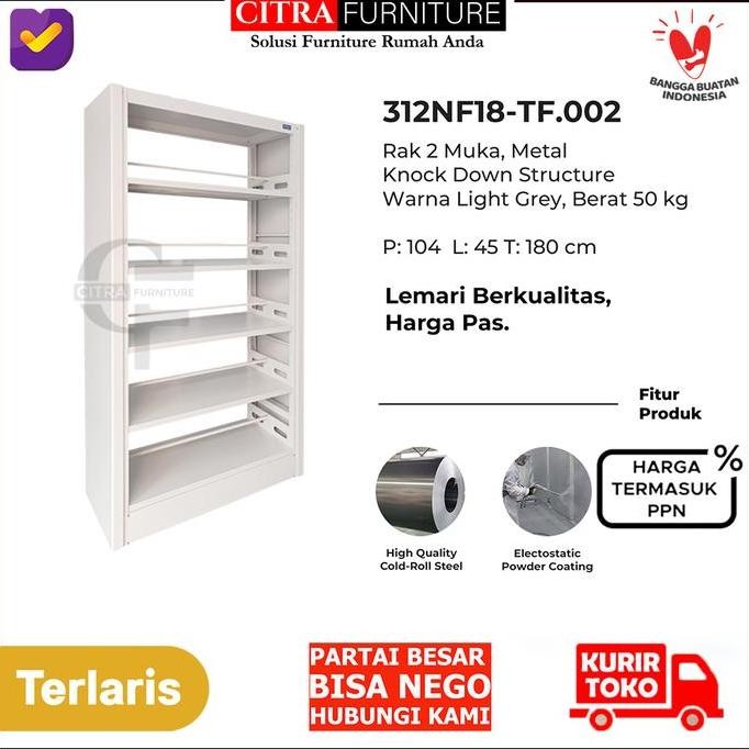 TOPAS Lemari Besi Rak Buku Perpustakaan Sekolah 2 Muka