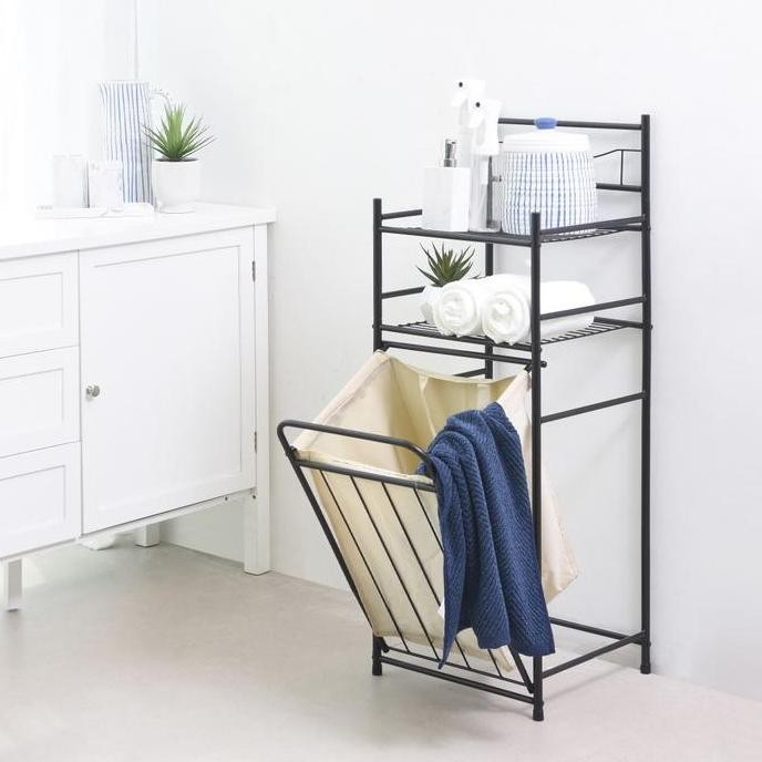 INFORMA BRODY RAK KAMAR MANDI 2 TINGKAT DENGAN KERANJANG LAUNDRY