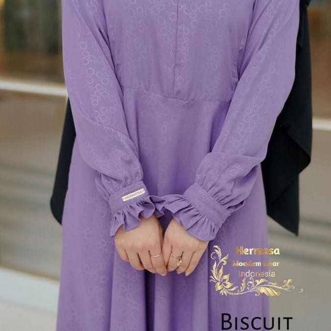 Gamis Syari Embos Gamis Biscuit Dark Lilac Gamis Hermosa Ori