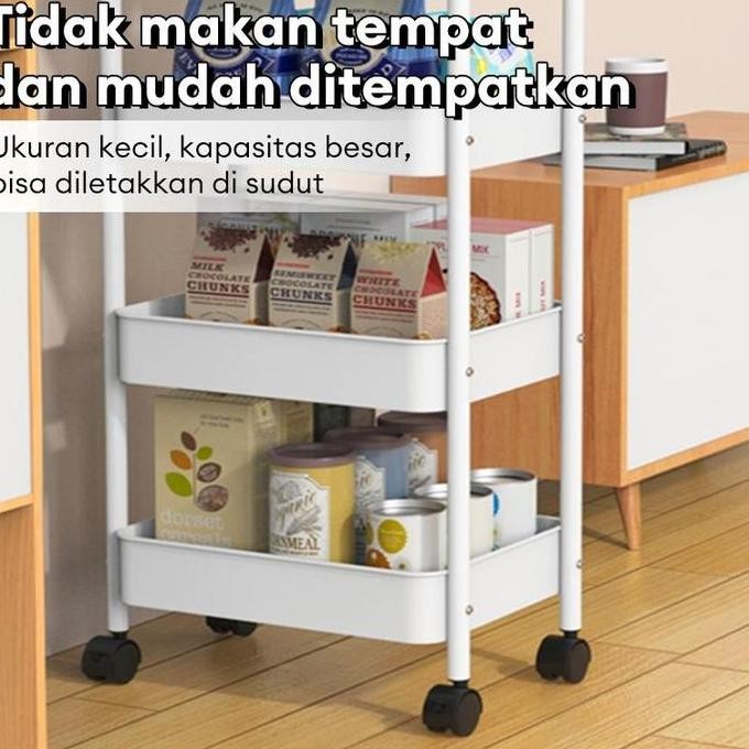 Besi 100%Rak Troli Susun Rak Roda Serbaguna Rak 4 Susun Rak kamar mandi Rak Dapur Rak Salon Rak susu