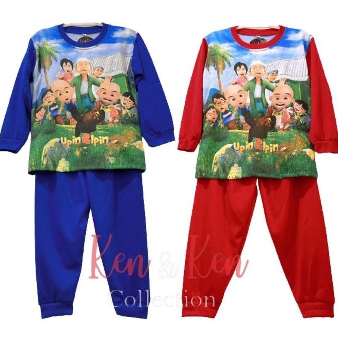 DF325>> Setelan Anak Laki - Laki Tangan panjang / Upin Ipin / Baju Tangan  Panjang / Baju TIdur Upin