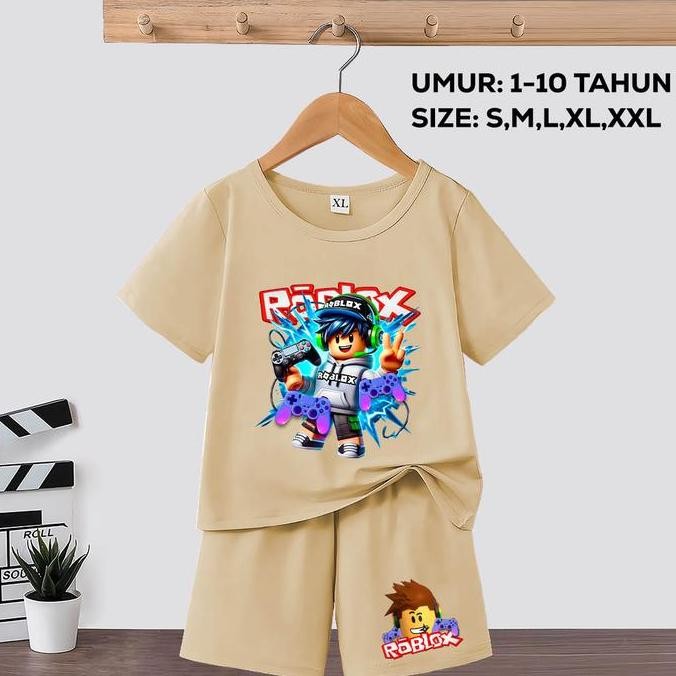 DB222 }} Baju Anak Laki-Laki Roblox Dan Celana Pendek Ukuran 1-10 Tahun Setelan Baju Motif Roblox ba