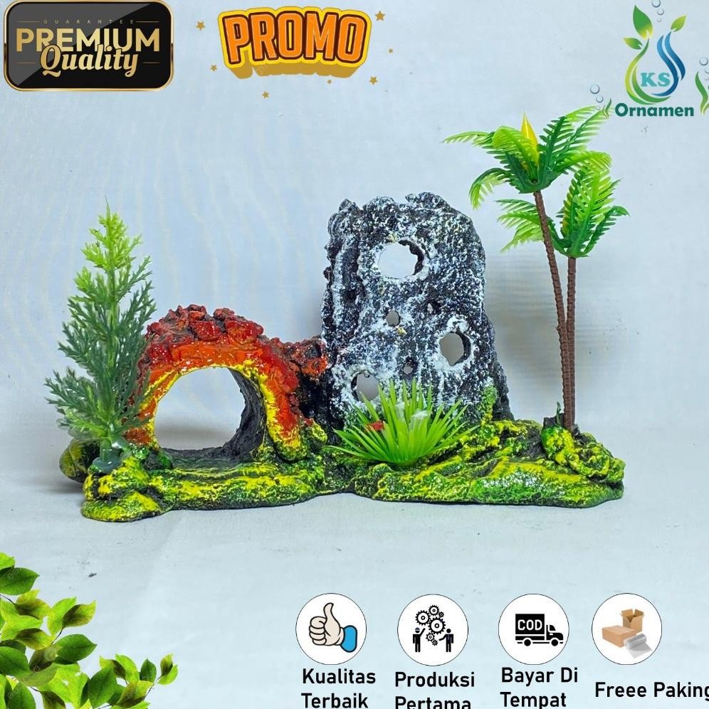 Hiasan Aquarium Terowongan kayu l Hiasan Akuarium Ornamen Pohon rumah ikan Berdiri