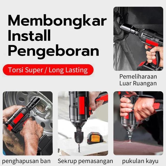 ENRIO- Bor impek pembuka baut motor Cordless Impact Wrench high torsi Brushless impact Baterai 98Vol