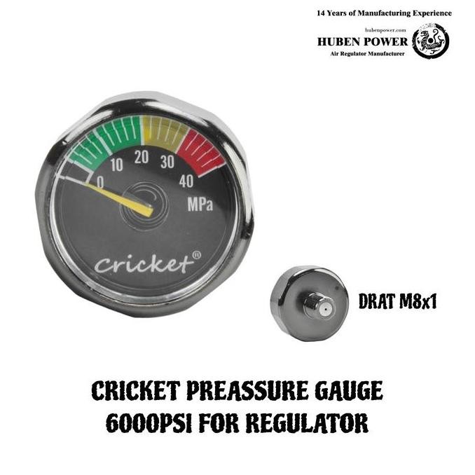 MANOMETER REGULATOR CRICKET PAINTBALL DRAT M8 SILVER ORIGINAL DAN TERPERCAYA