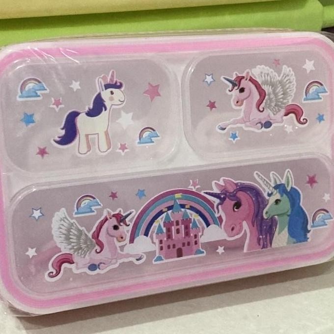 Tempat Kotak Makan Unicorn Little Pony Kuda Poni Sekat Bekal Lunch Box