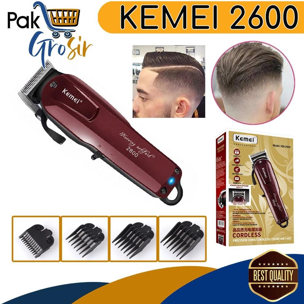 KEMEI KM 2600 ALAT MESIN CUKUR POTONG RAMBUT HAIR CLIPPER CORDLESS
