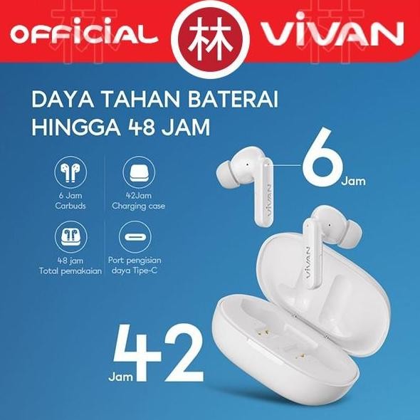VIVAN T600NC Earphones Headset TWS Bluetooth 5.2 Waterproof IPX7 48H