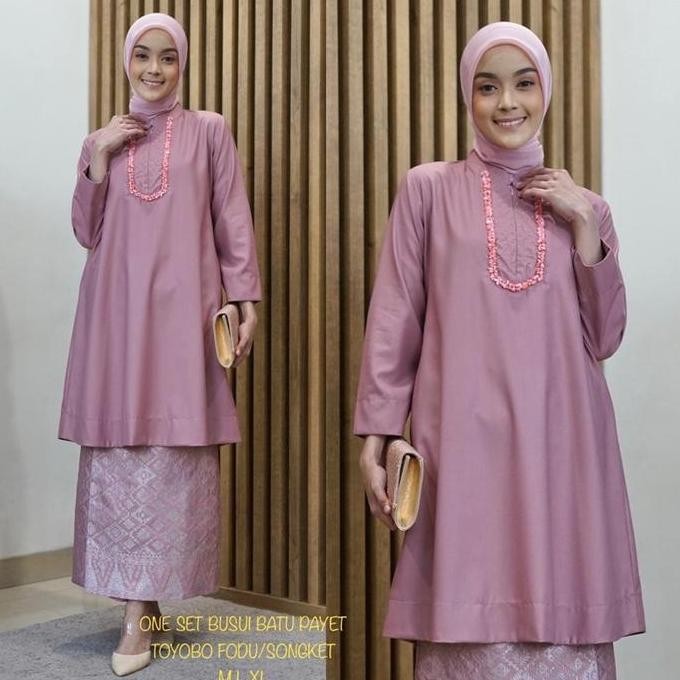 Oneset Batu Payet Kamari//Tunik Busui Payet Rok Songket//Tunik Toyobo Setelan