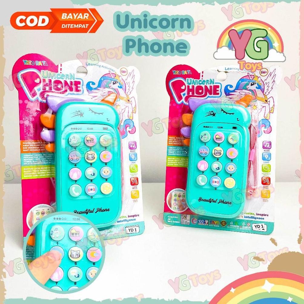 YGtoys Mainan Musik Hp Anak Telepon Musik Karakter Unicorn