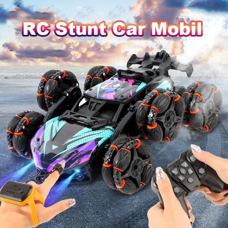 Mobil RC Drift 6 Roda Penggerak Pengaturan Gerakan Tangan Kotak Dibalik Mobil Stunt Lampu Berwarna R