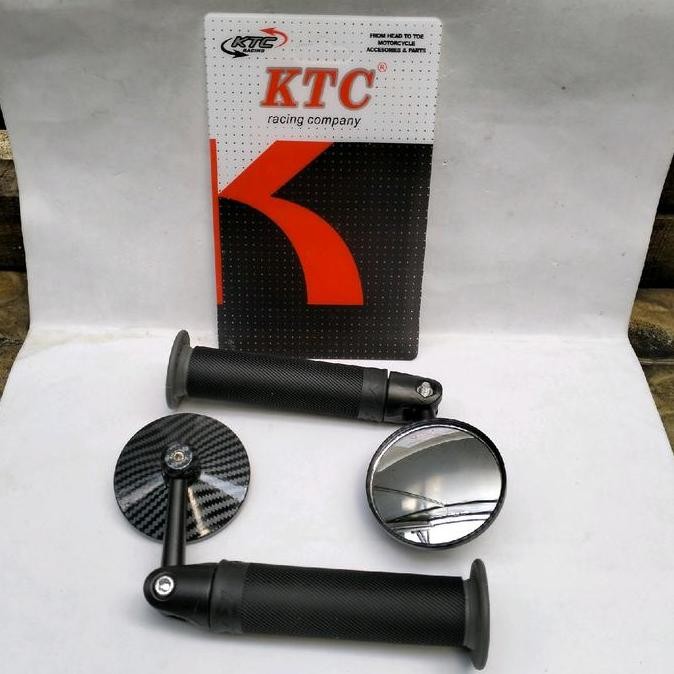 Paket Variasi Motor Hand Fit Handgrip Ktc Bulu Original+Spion Jalu Bulat Bar End Carbon Universal Mo
