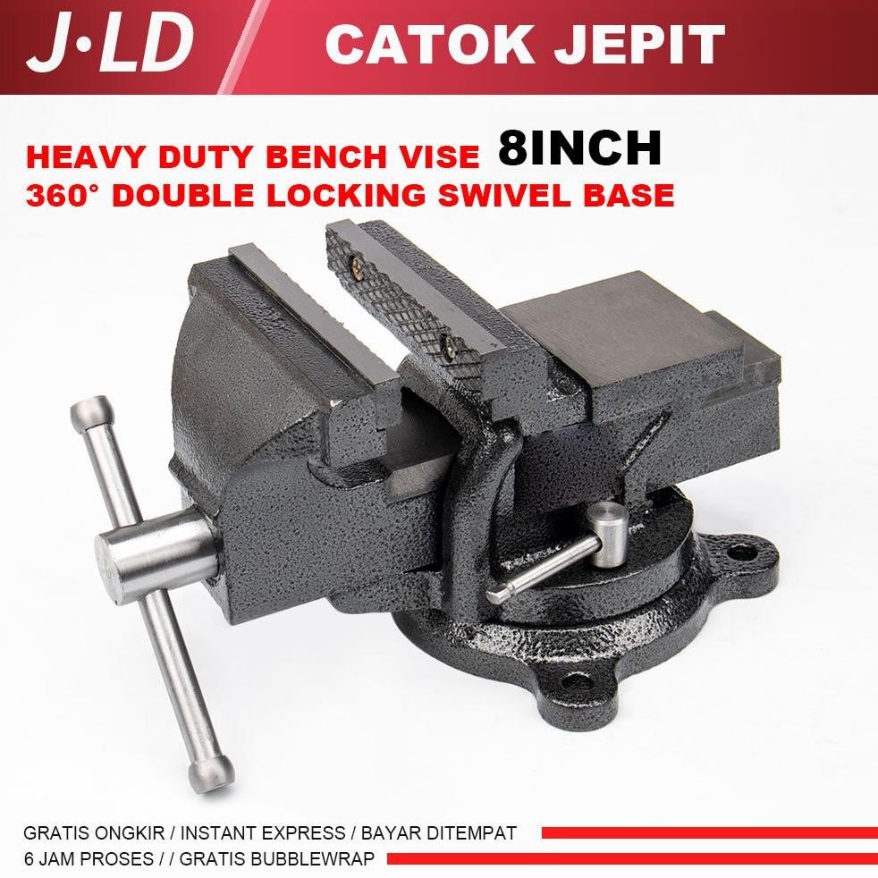 EDELWEIS JLD Catok Paron Ragum Meja Putar 8 inch Catok Clamp 8'' Bench Vise Besi catok paron Ragum K