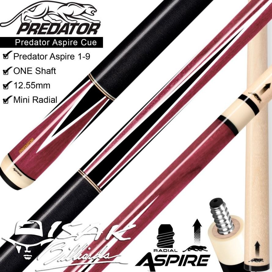 albertGokil- Predator Aspire 1-9 Pool Cue | low Deflection Radial Stick Billiard - With One Shaft