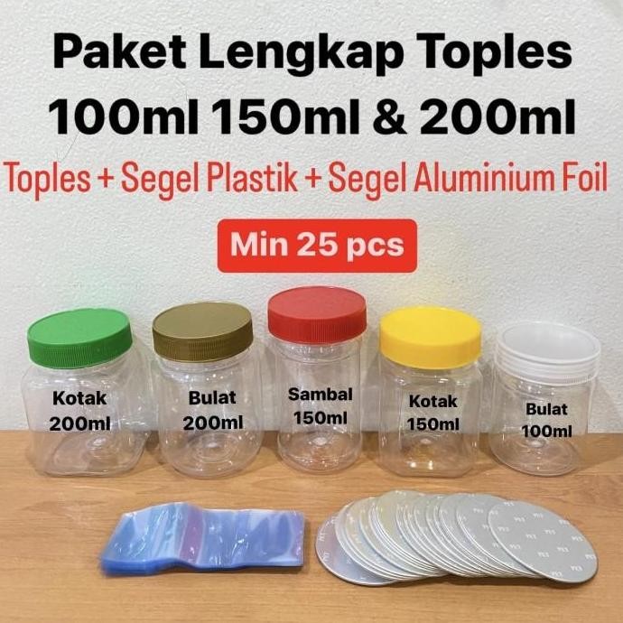 Paket Lengkap Toples 150ml 200ml + Segel Plastik + Segel Aluminium