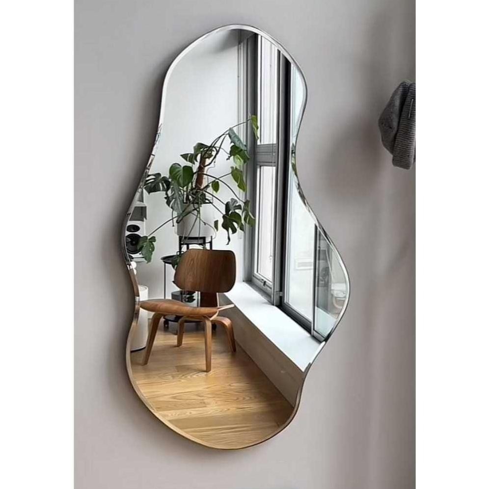 Cermin dinding Abstrack Cermin dinding Asimetristempel dinding tebal kaca 3 mm