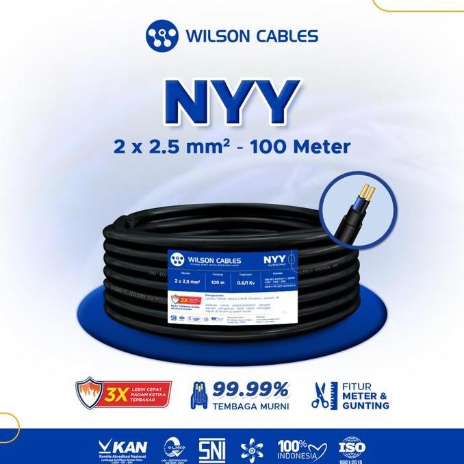 // Wilson Cables - NYY 2x2.5 mm 100 Meter - Kabel Tembaga Kawat //