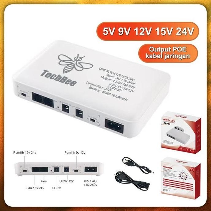 UPS Router Poe DC 10400mAh 5V/9V/12V/15V/24V 2A Power Supply UPS Mini UPS Wifi CCTV Powerbank BIM