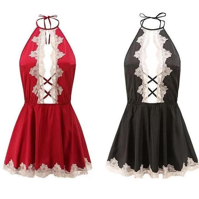 C12 Set Lingerie + CD Model Lace V Short Skirt Nightdress 3068