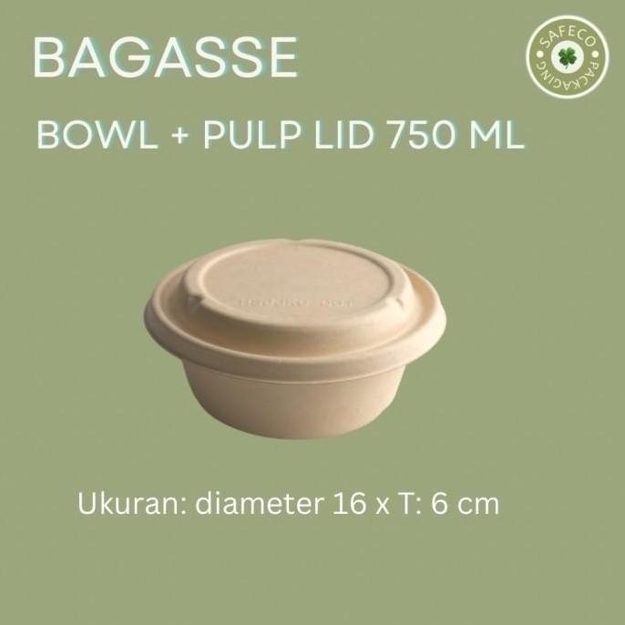 Bagasse Safeco Bowl 750 ML Brown Kraft Paper Bowl Mangkok Kertas Kraft