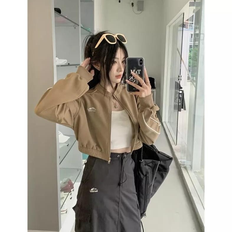 [Kecil Norshler Vintage Jacket Crop Wanita Oversize - Sweater Jaket Croope Wanita Korean Style Kekin