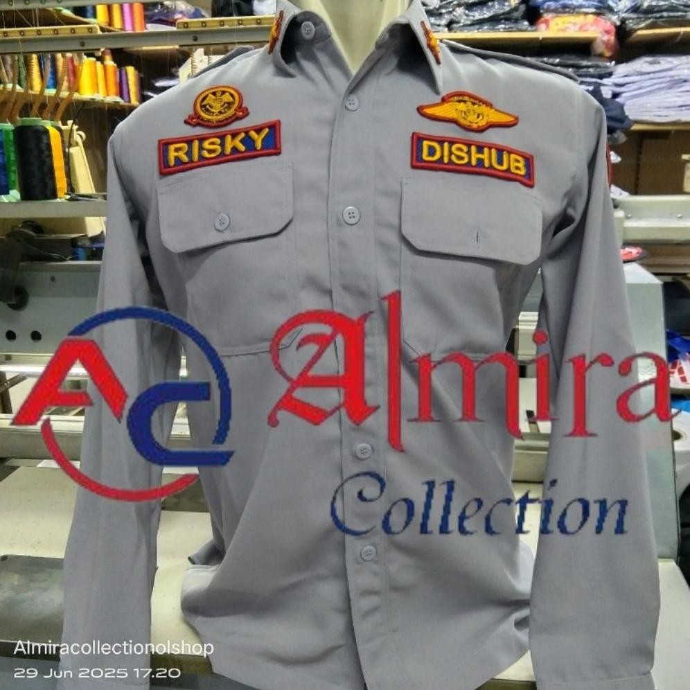 Kemeja PDL Dishub Seragam Dishub Bordir Timbul List Merah