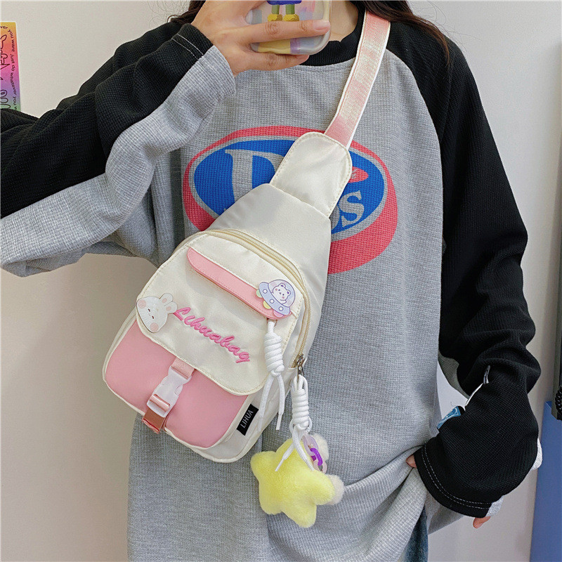 [COD]Tas kanvas nilon kasual kecil segar gaya Jepang, tas selempang wanita gaya hutan