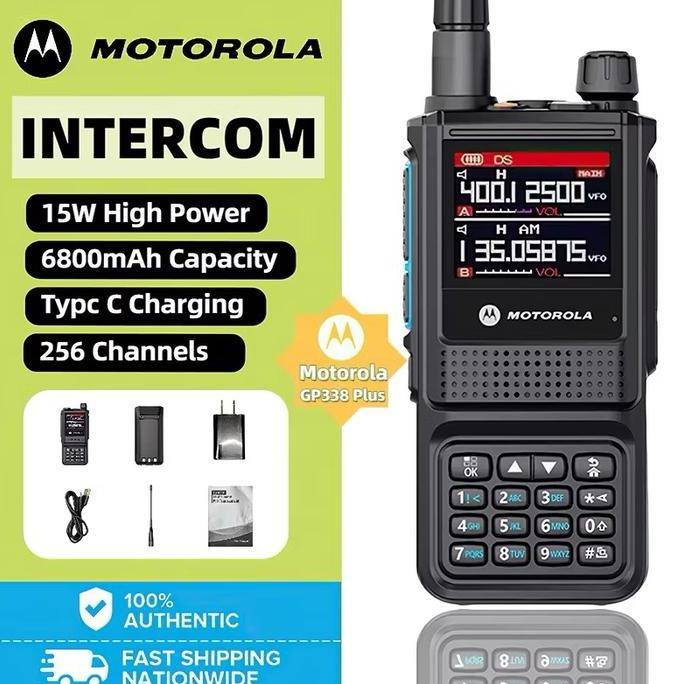 ZOLDYCK- HT MOTOROLA Walkie Talkie GP338 15W FLASHLIGHT FUNCTION frequency copy Radio VHF/UHF Jarak 