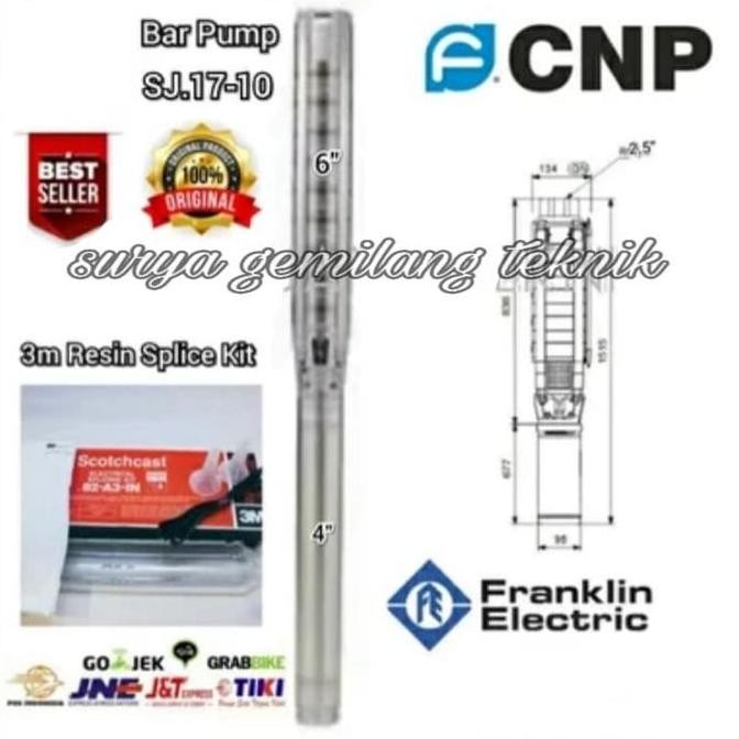 EXORCIST- Pompa Submersible CNP SJ.17 . 10 Motor Franklin 5.5Kw 7.5Hp 3Phase
