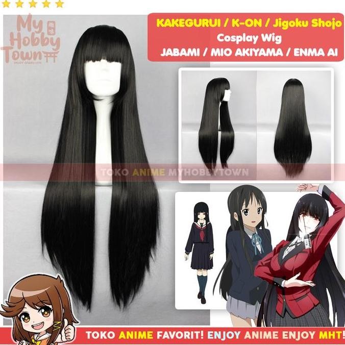 Wig MCoser Black / Hitam 80cm 001I - K-On Mio - Jigoku Shojo Enma Ai