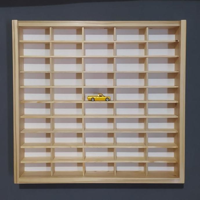 rak Hotwheels isi 50 full kayu cover acrylic - rak Hot Wheels