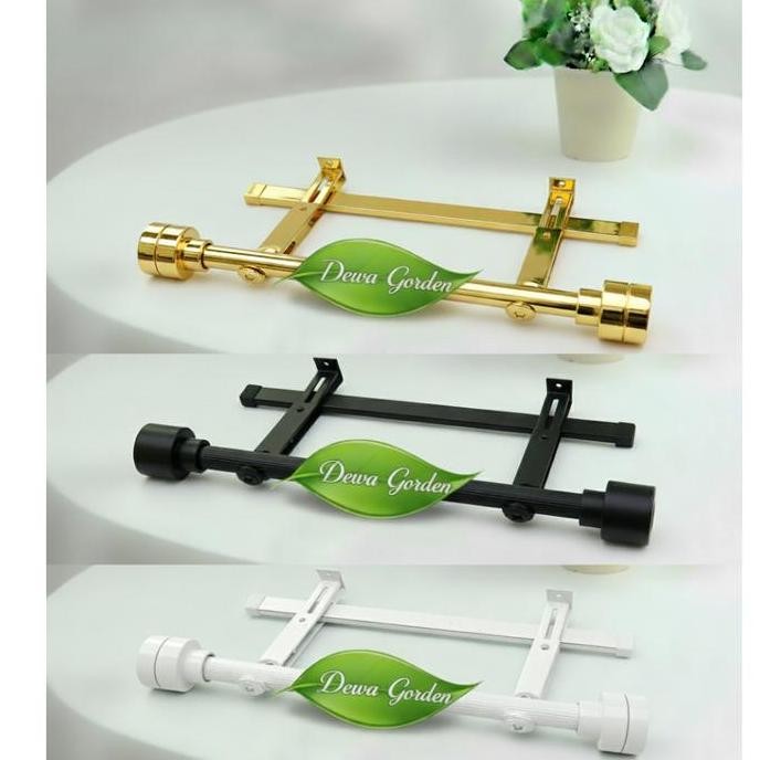 Batang Tiang Besi Gorden Minimalis Double Rel Vitrase 1 2 3 4 Meter Coklat Hitam Putih Full Set gara
