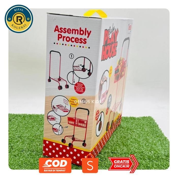 Ready Stock Geniuskids Mainan Troli Belanja Supermarket Besar - Shopping Trolly Anak - Trolley Besi 