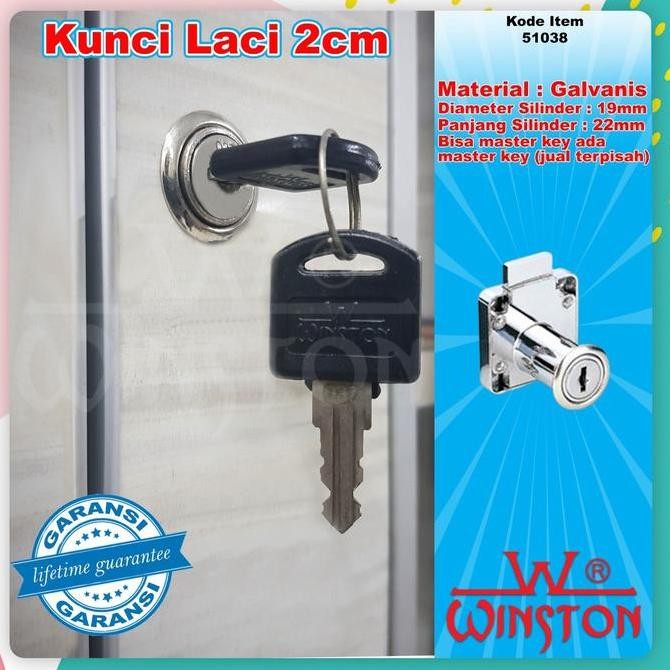 Promo Kunci Laci Lemari Loker Panjang 2 Cm Winston /Seperti Hafele 51038 Cod