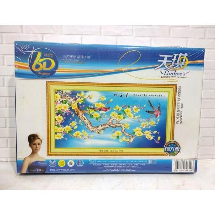 Paket Sulam Kristik TIMKEE 90822 Pemandangan Burung Bunga Sakura