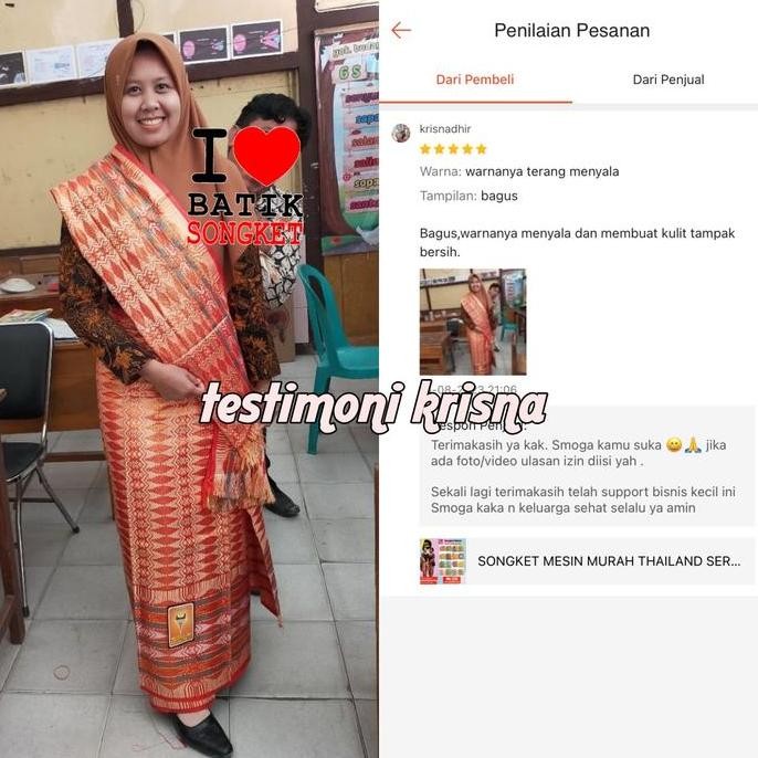 Promo SONGKET MESIN MURAH THAILAND WARNA MERAH CABE SERAGAM MAKASSAR BATAK PALEMBANG COD