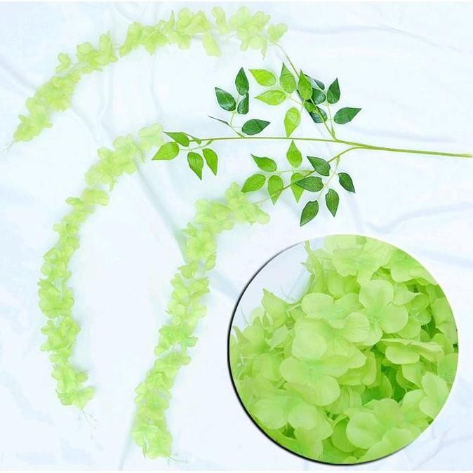 DF261>> Grosir Bunga Jakarta 12pcs Wisteria Jumbo Hijau Plastik Harga Lusinan Artificial Dekorasi