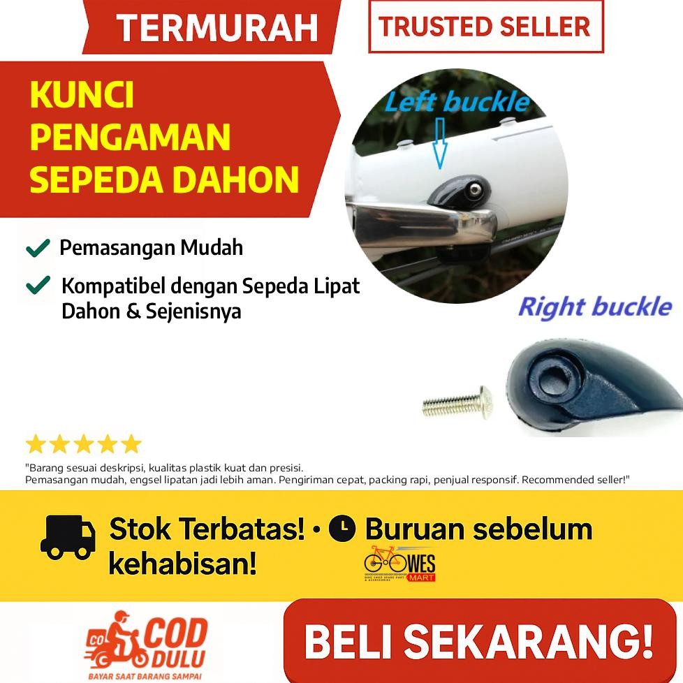 Kunci Pengaman Engsel Lipat Sepeda Dahon Folding Bike Fixing Buckle dengan Baut (Kiri/Kanan)
