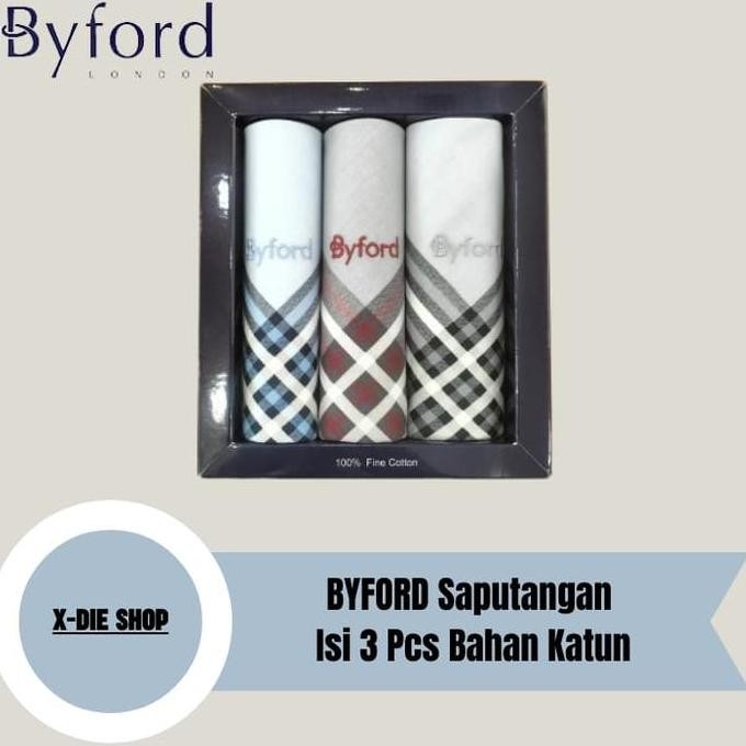 Saputangan Byford Isi 3 Pcs Katun Sapu Tangan Handkerchiefs X12
