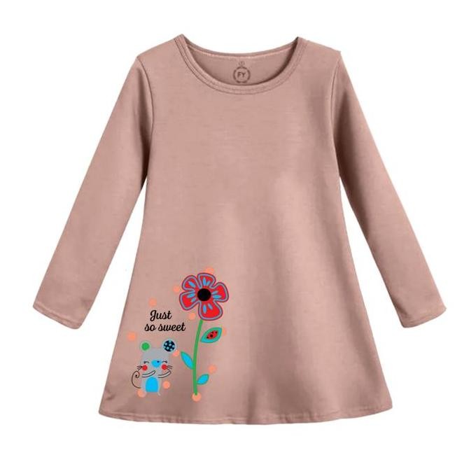 DI123 >> Kaos Daster Anak Perempuan Dress Anak Cewek Tunik Anak Motif Bunga Just So Sweet Usia 2-12 