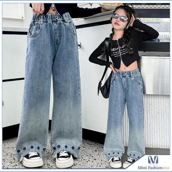DS16 >> Celana Denim Anak Perempuan wanita Highwaist Kulot Jeans Pinggang yang Celana Jeans Anak Per