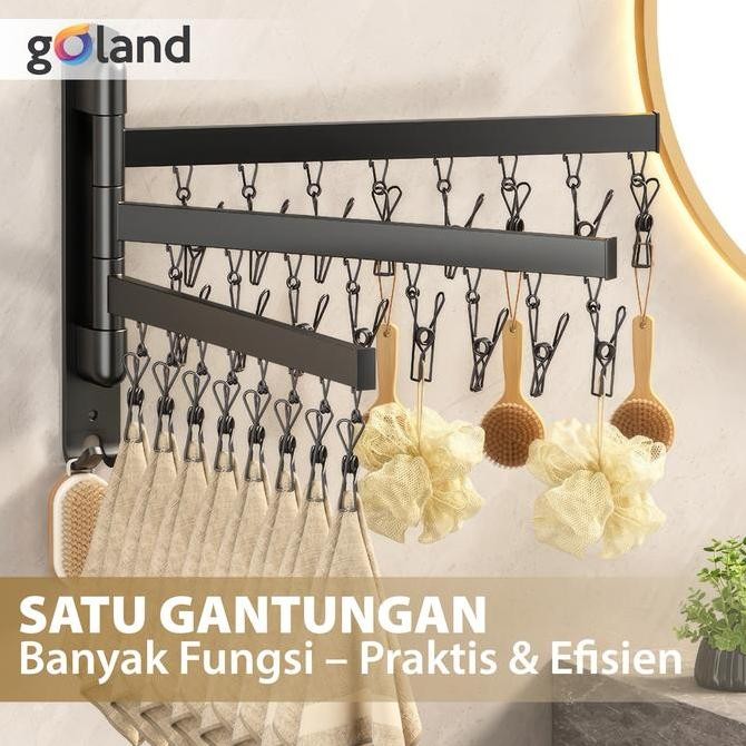 Goland Jemuran Baju Tempel Dinding Rak Jemuran Pakaian Lipat Rak Jemuran Tembok Jemuran Baju