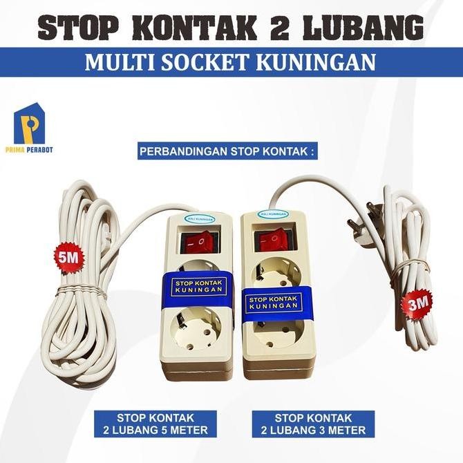 Stop Kontak Putih 5 meter 2 lubang Terminal Listrik 2 Lubang