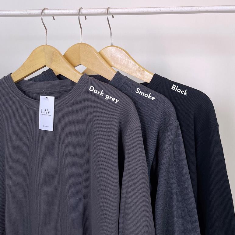 Salt Lavena Clara Knit Blouse / Waffle Knit / Atasan Lengan Panjang Balon / Kaos Lengan Panjang Wani