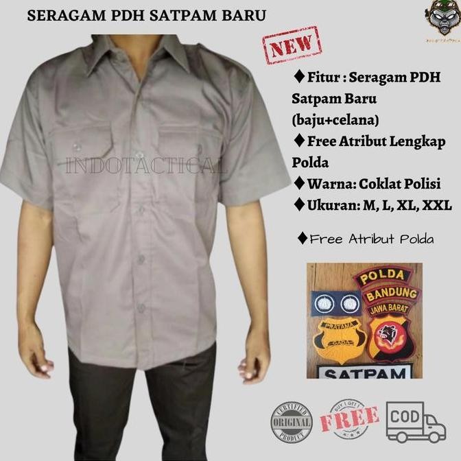 SERAGAM PDH SATPAM BARU FREE ATRIBUT POLDA (Sesuai alamat)