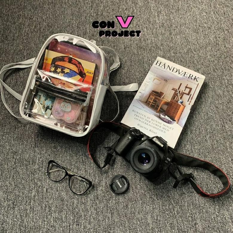 Original Conv Janne Ransel Wanita Transparan 2 In 1 Korean Style . Tas Wanita Pvc Bening . Tas Konse