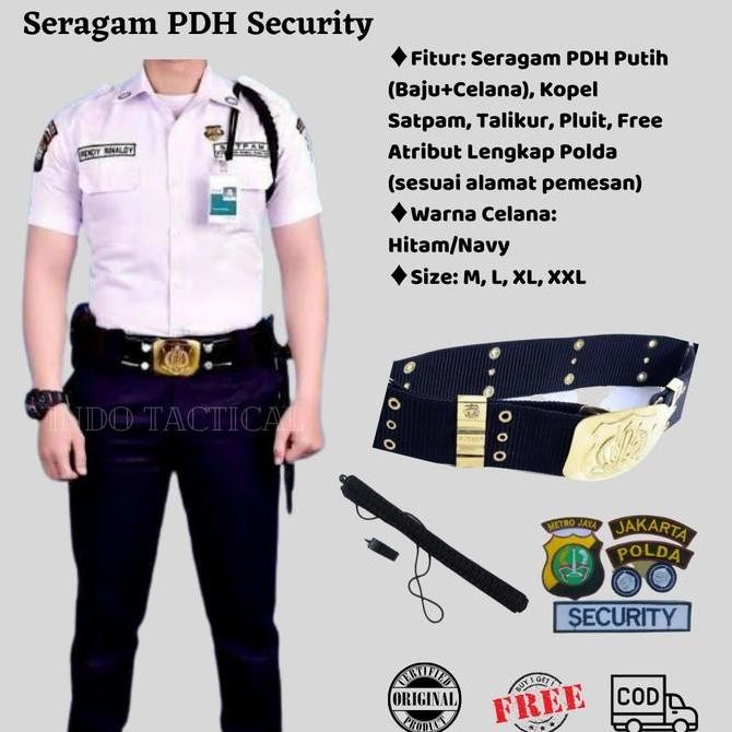 SERAGAM PDH SATPAM KUMPLIT, SERAGAM PDH PUTIH