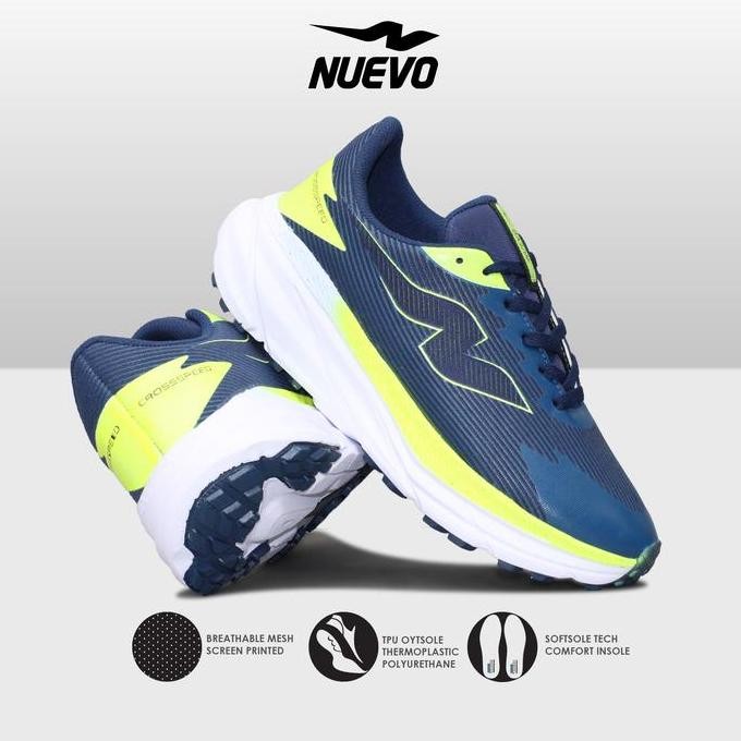 Nuevo - Sepatu Olahraga Jogging Pria Nuevo Crosspeed Navy Stabilo Running Shoes Lari Santai Outdoor