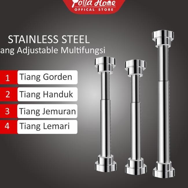 Ollahom Tiang Gantungan Serbaguna Teleskopik Tiang Gantungan Baju Hang